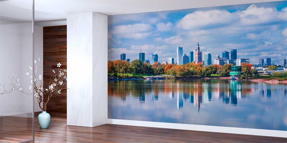 wallpaper-wall-design-13124-01 Nehir Kıyısı Avrupa Şehir Silüeti Manzaralı Duvar Kağıdı 13124