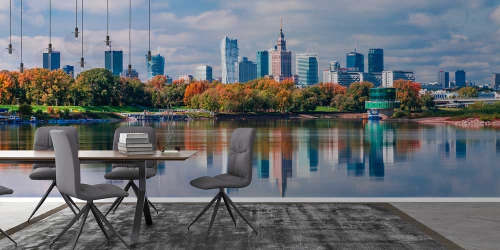 wallpaper-wall-design-13124-02 Nehir Kıyısı Avrupa Şehir Silüeti Manzaralı Duvar Kağıdı 13124