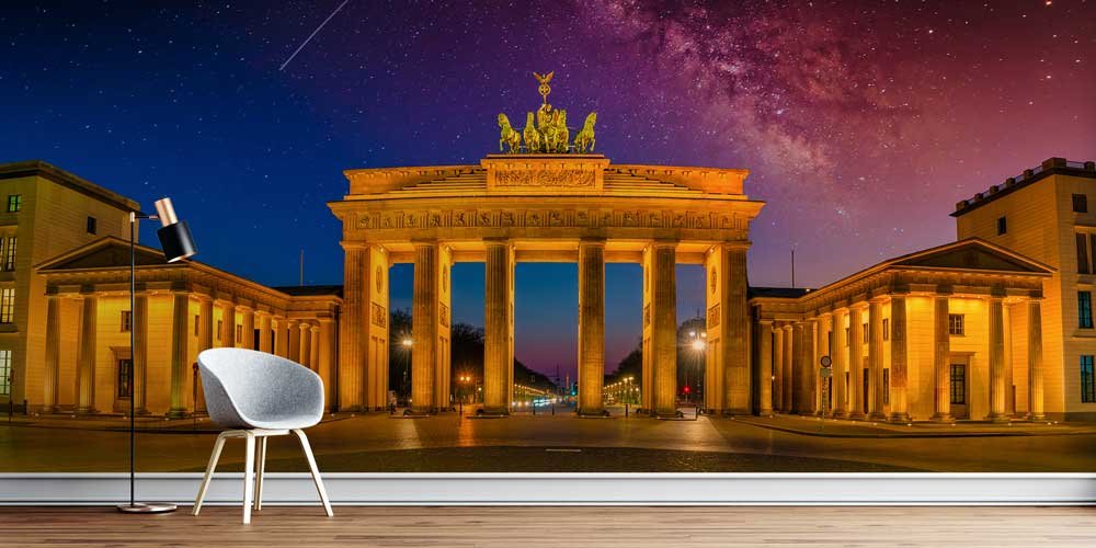 wallpaper-wall-design-13127-00 Berlin Brandenburg Kapısı Gece Manzarası Duvar Kağıdı 13127
