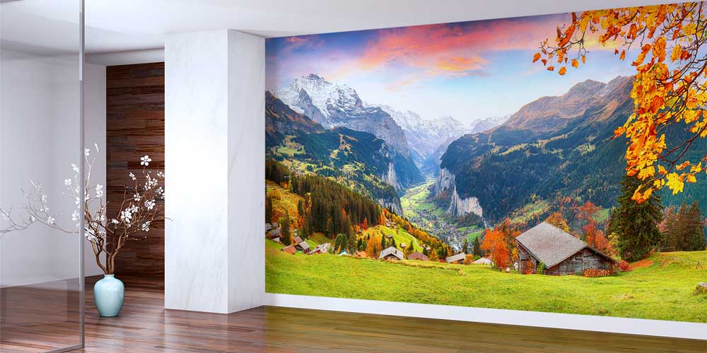 Avrupa Alpleri Sonbahar Vadisi Manzaralı Duvar Kağıdı 13132