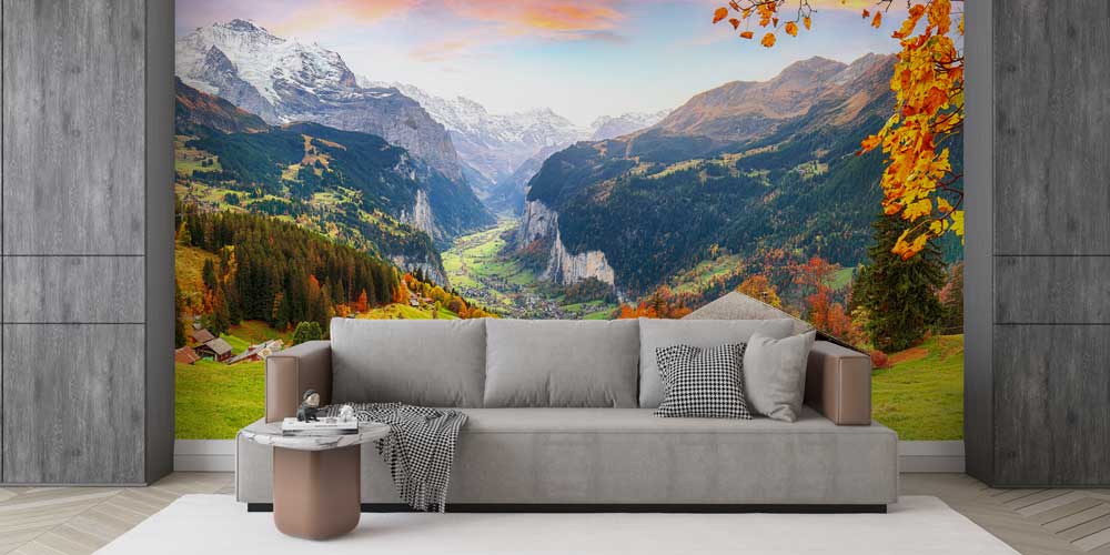Avrupa Alpleri Sonbahar Vadisi Manzaralı Duvar Kağıdı 13132