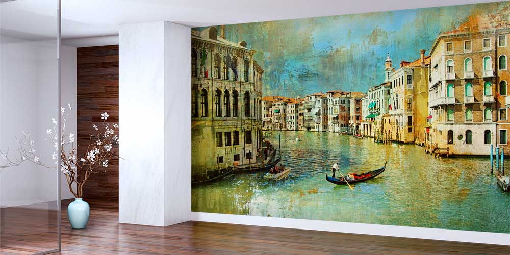 Venedik Kanalı ve Gondol Manzarası Duvar Kağıdı 13150