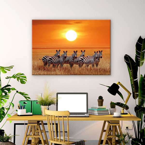 Zebra Gün Batımı Kanvas Tablo 13312