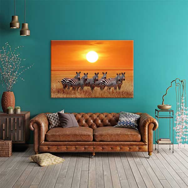 Zebra Gün Batımı Kanvas Tablo 13312