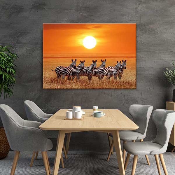 Zebra Gün Batımı Kanvas Tablo 13312