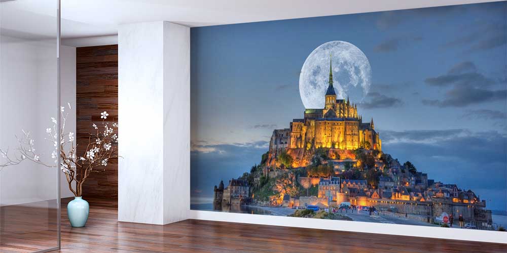 Ay Işığında Mont Saint-Michel Avrupa Fotoğraf Duvar Kağıdı 12898
