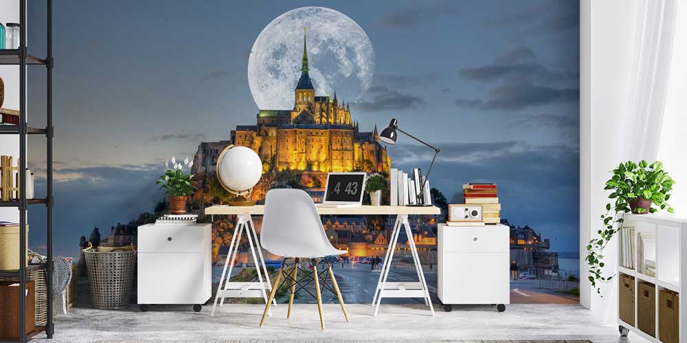 Ay Işığında Mont Saint-Michel Avrupa Fotoğraf Duvar Kağıdı 12898