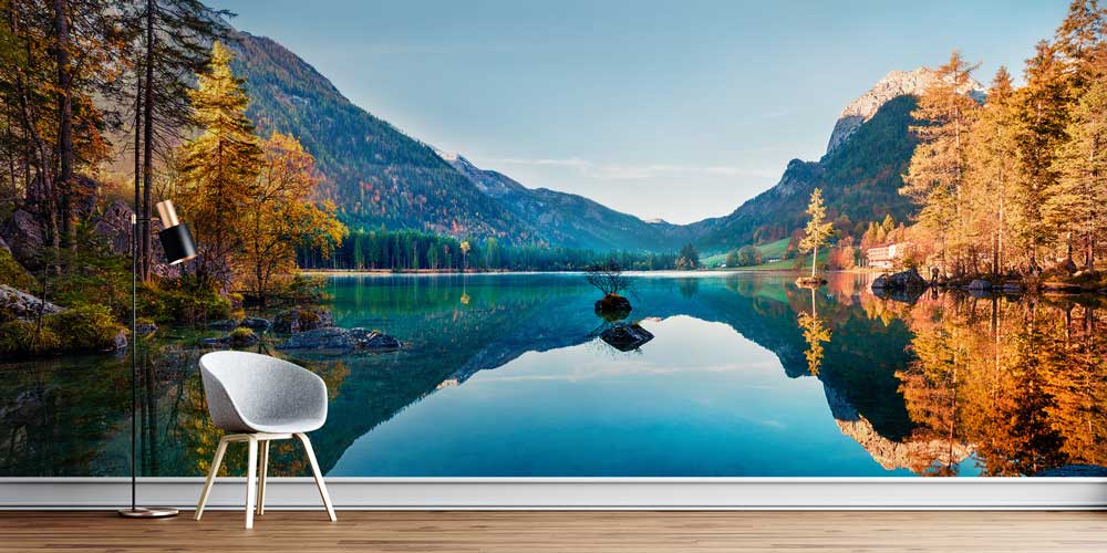 Sonbahar Alp Gölü ve Dağlar Manzaralı Avrupa Duvar Kağıdı 13080