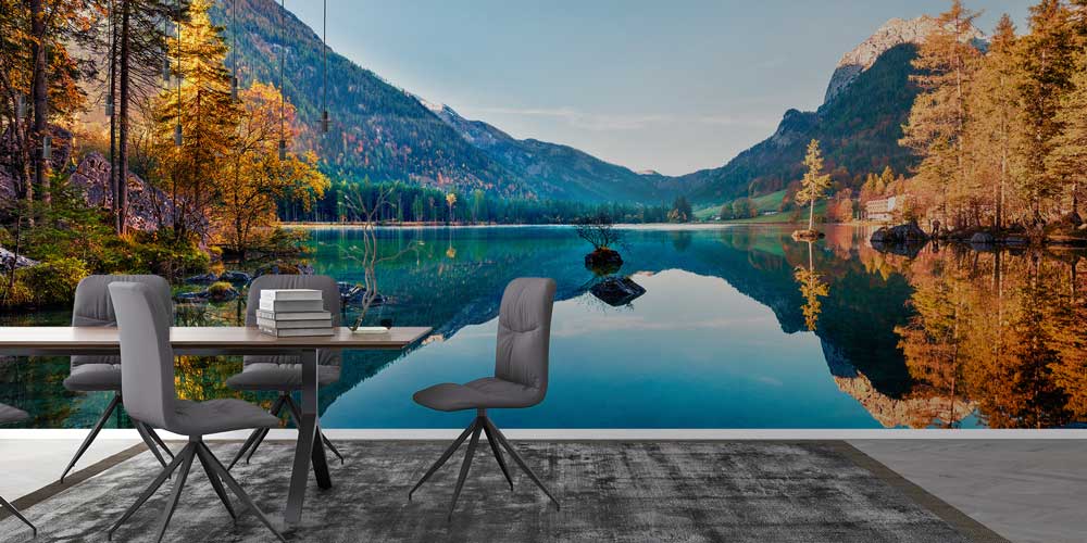 Sonbahar Alp Gölü ve Dağlar Manzaralı Avrupa Duvar Kağıdı 13080