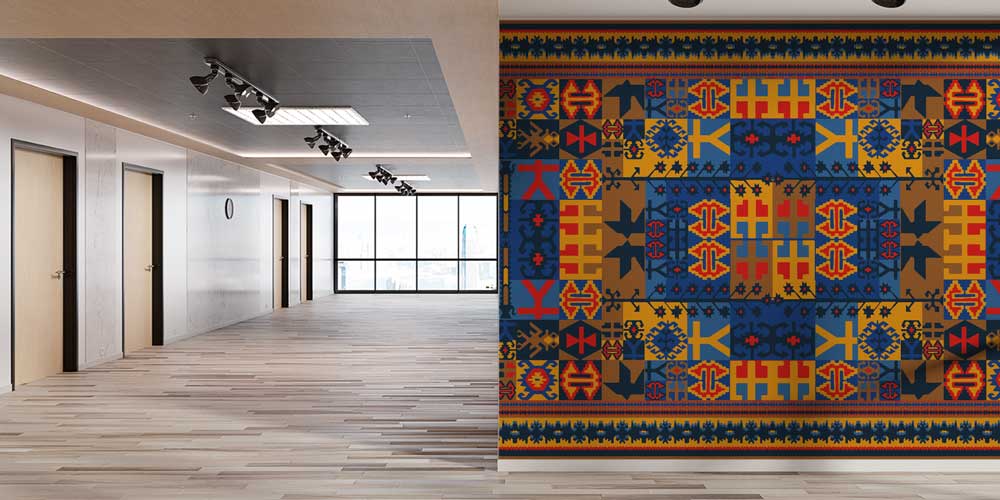 Anadolu Kilim Motifli Geometrik Desenli Duvar Kağıdı 11642