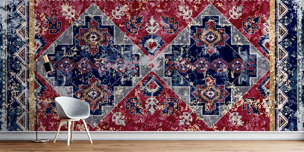 Vintage Anadolu Kilim Motifli Geometrik Duvar Kağıdı 11643