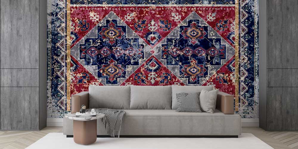Vintage Anadolu Kilim Motifli Geometrik Duvar Kağıdı 11643