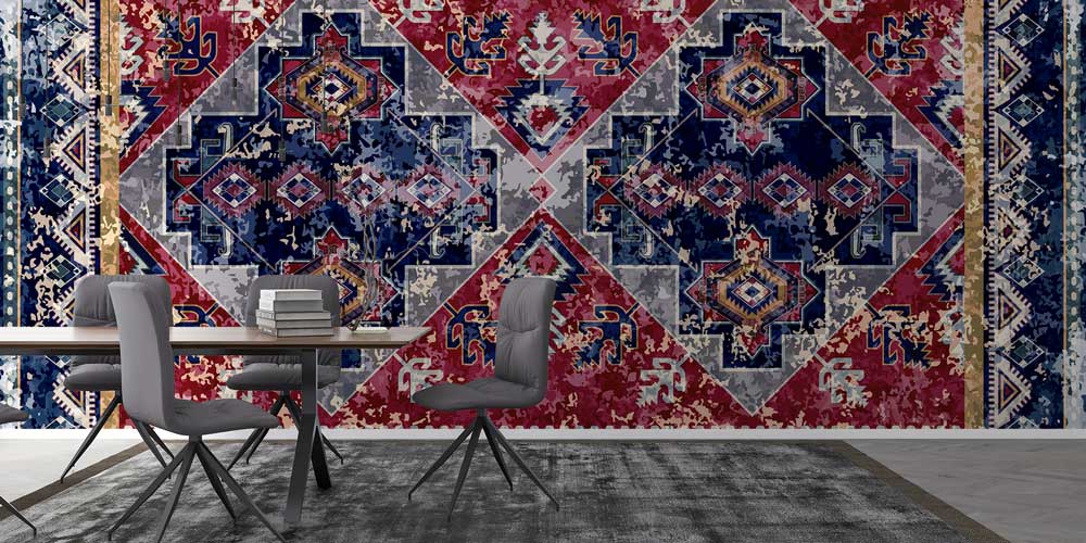 Vintage Anadolu Kilim Motifli Geometrik Duvar Kağıdı 11643