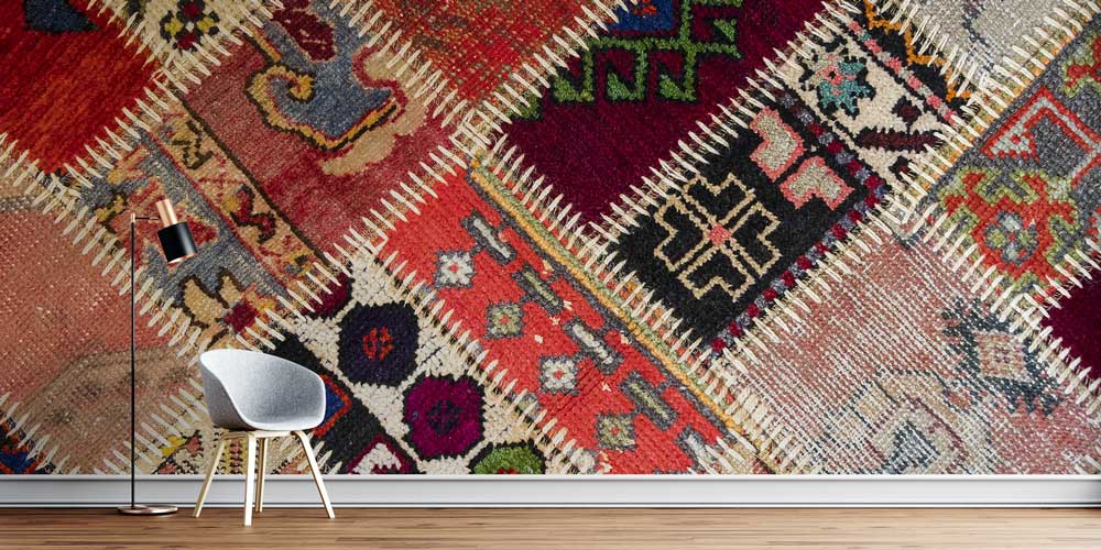 Patchwork Anadolu Kilim Desenli Etnik Duvar Kağıdı 11644