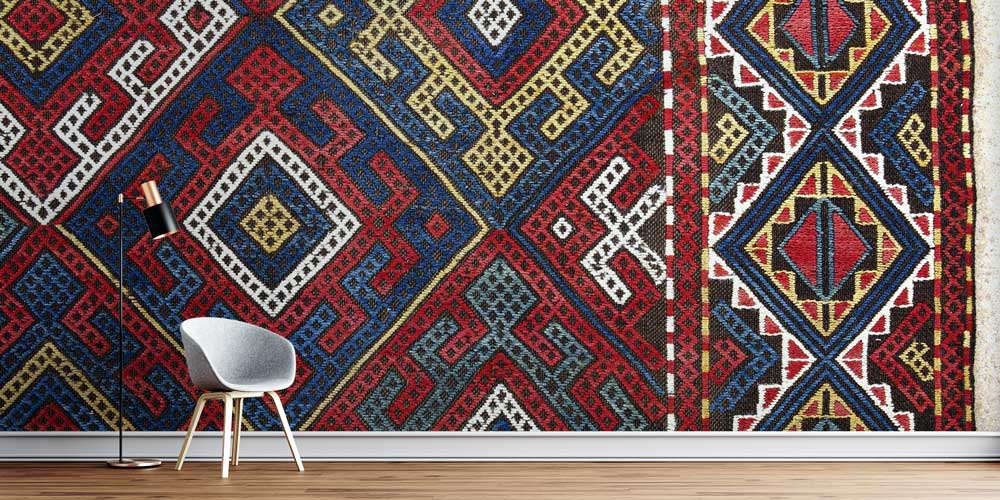 Anadolu Kilim Motifli Geometrik Desenli Duvar Kağıdı 11645