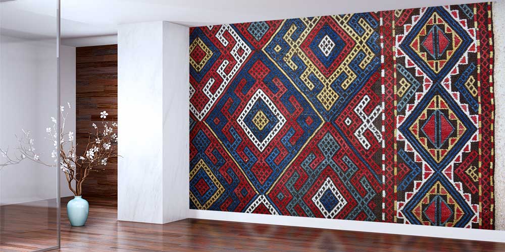 Anadolu Kilim Motifli Geometrik Desenli Duvar Kağıdı 11645