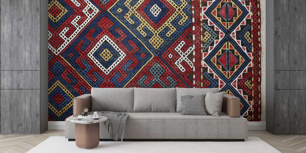 Anadolu Kilim Motifli Geometrik Desenli Duvar Kağıdı 11645
