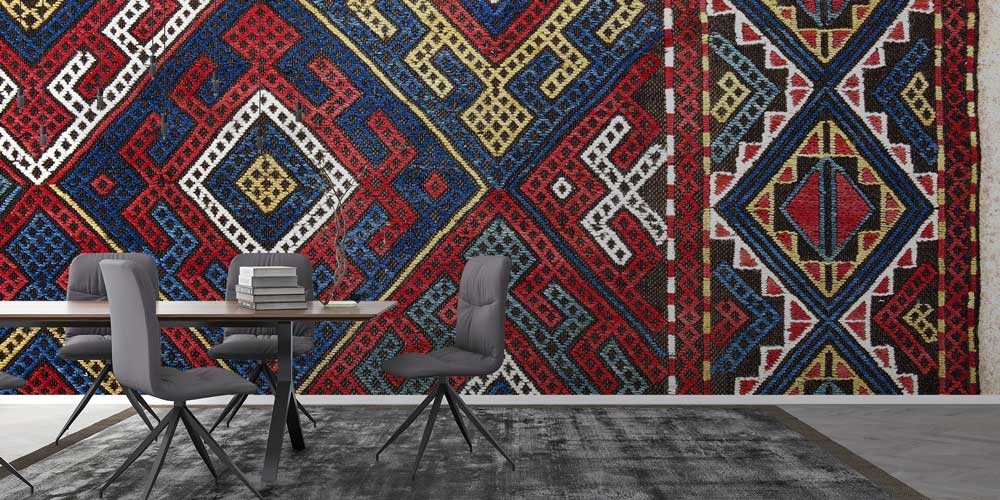 Anadolu Kilim Motifli Geometrik Desenli Duvar Kağıdı 11645