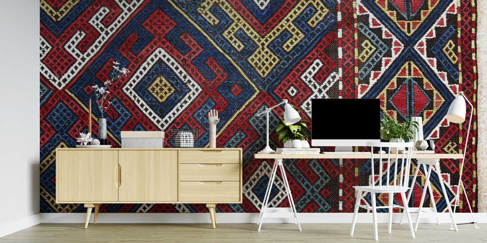 Anadolu Kilim Motifli Geometrik Desenli Duvar Kağıdı 11645