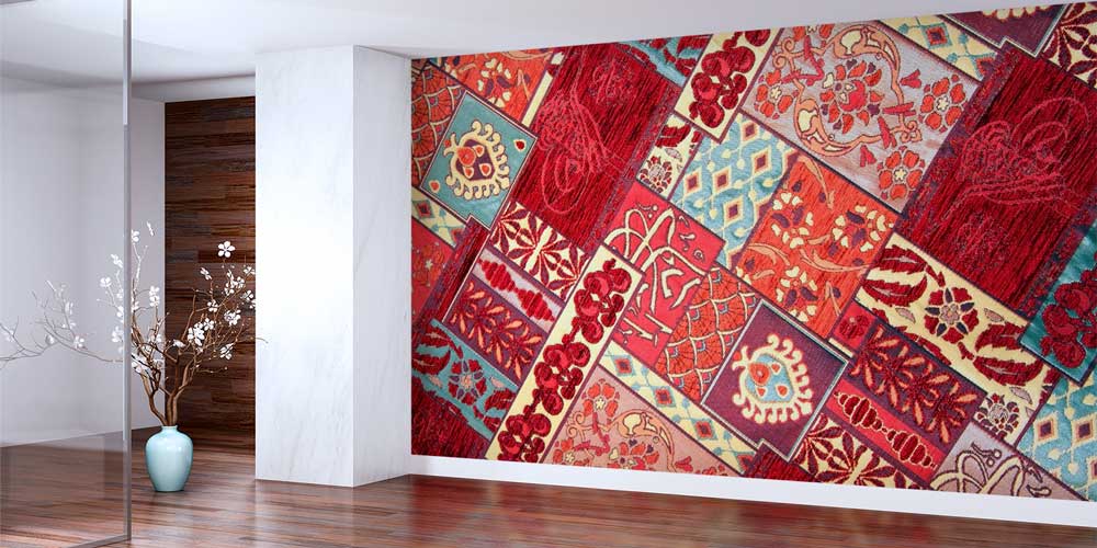 Patchwork Kilim Motifli Etnik Desenli Duvar Kağıdı 11646