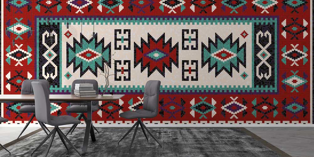 Anadolu Kilim Bordürlü Geometrik Desenli Duvar Kağıdı 11649