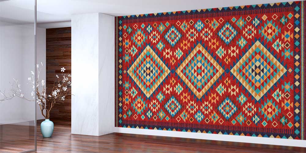 Anadolu Kilim Baklava Motifli Geometrik Duvar Kağıdı 11650