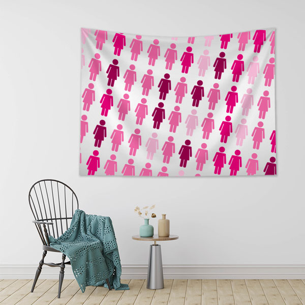 Pembe Kadın Figürleri Desenli Duvar Örtüsü 8400
