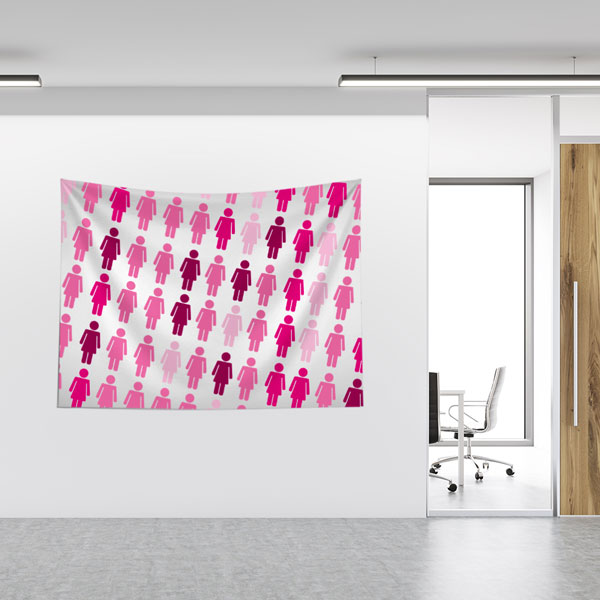 Pembe Kadın Figürleri Desenli Duvar Örtüsü 8400