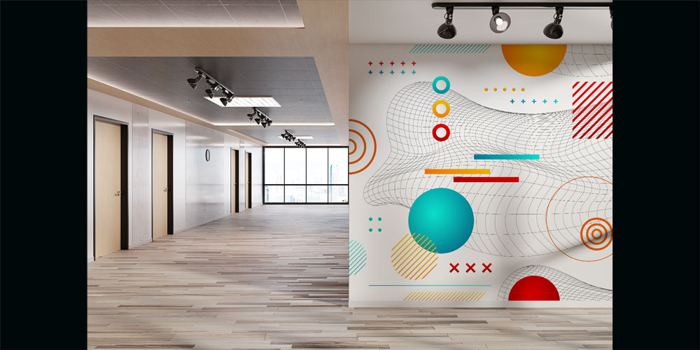 Renkli Geometrik Wireframe Soyut Duvar Kağıdı 7420