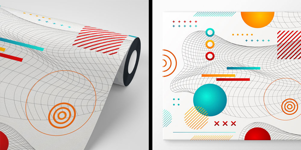 Renkli Geometrik Wireframe Soyut Duvar Kağıdı 7420