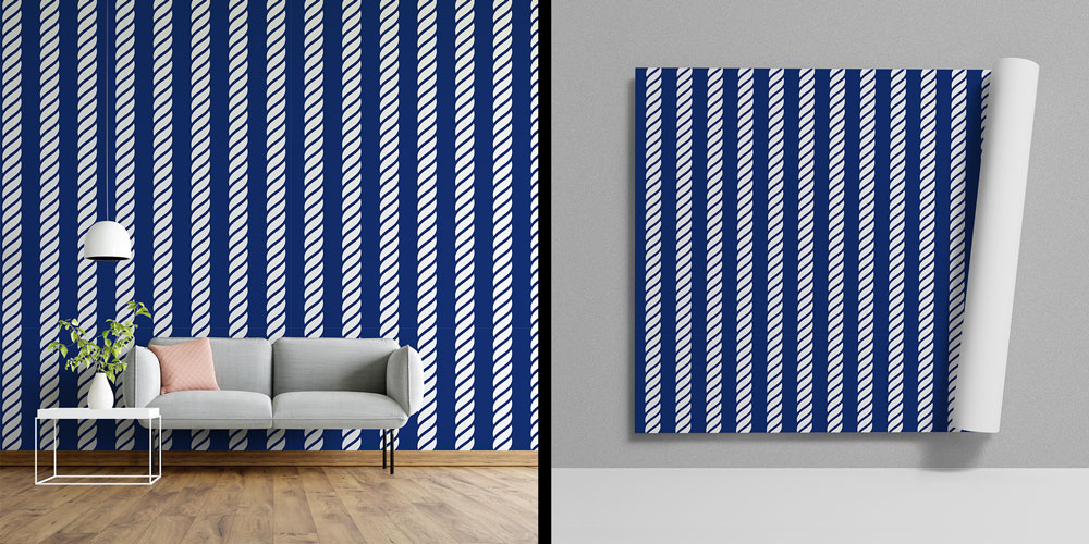 Dikey Halat Çizgili Marin Duvar Kağıdı 7442