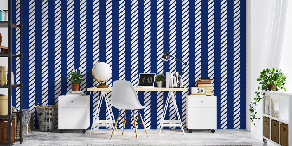 Dikey Halat Çizgili Marin Duvar Kağıdı 7442