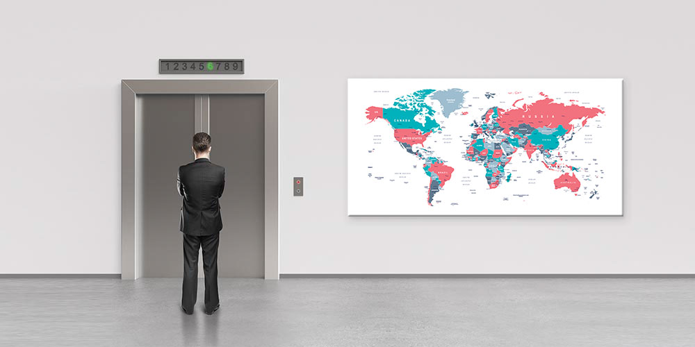 Bu büyük ebatlı duvar dekoru renkli dünya haritası 7844