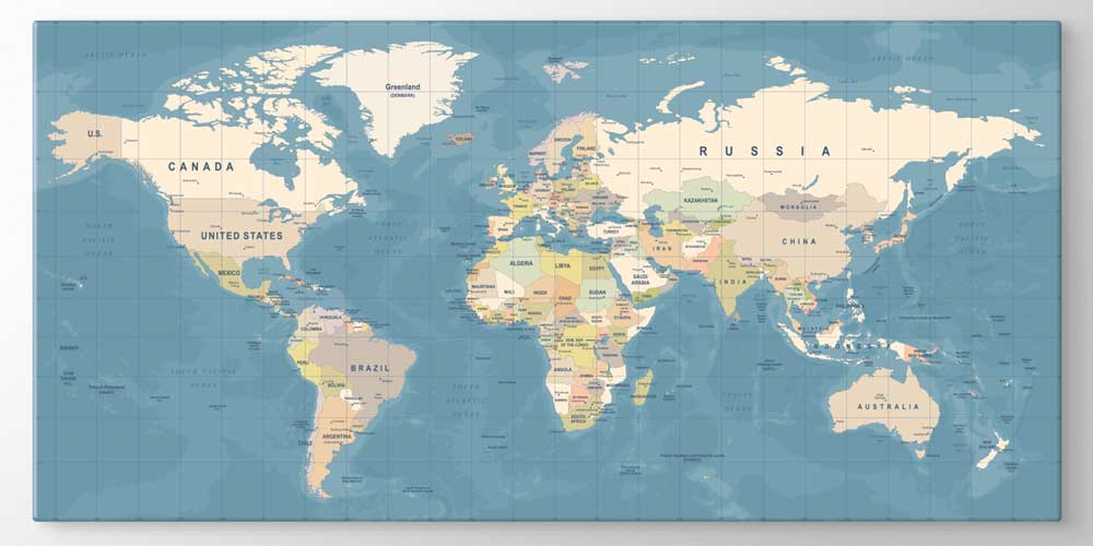 Bu büyük ebatlı duvar dekoru dünya haritası tasarımıyla 7843