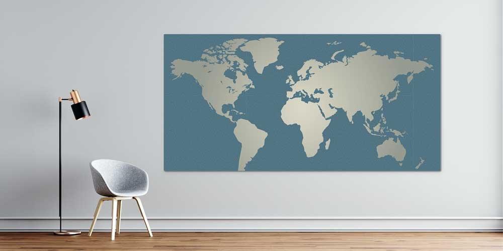 Bu büyük ebatlı duvar dekoru dünya haritası tasarımıyla 7842