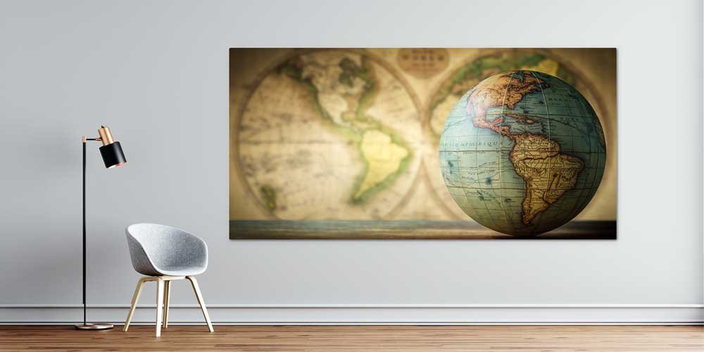 Bu büyük ebatlı duvar dekoru retro tarzda bir 7845