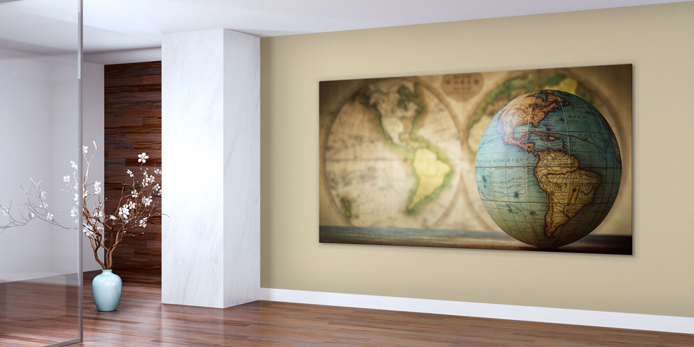 Bu büyük ebatlı duvar dekoru retro tarzda bir 7845