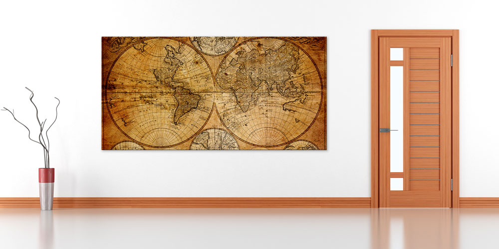 Bu büyük ebatlı duvar dekoru vintage dünya haritası 7847