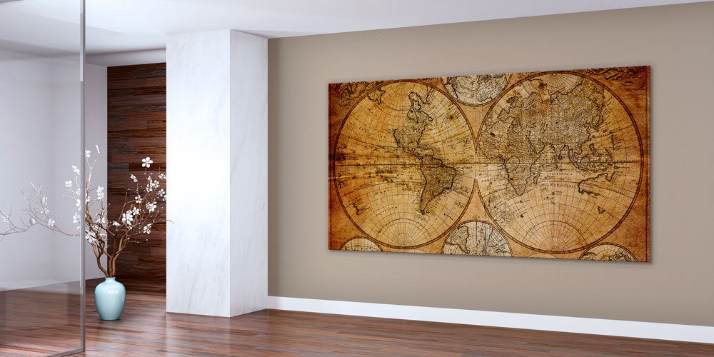 Bu büyük ebatlı duvar dekoru vintage dünya haritası 7847