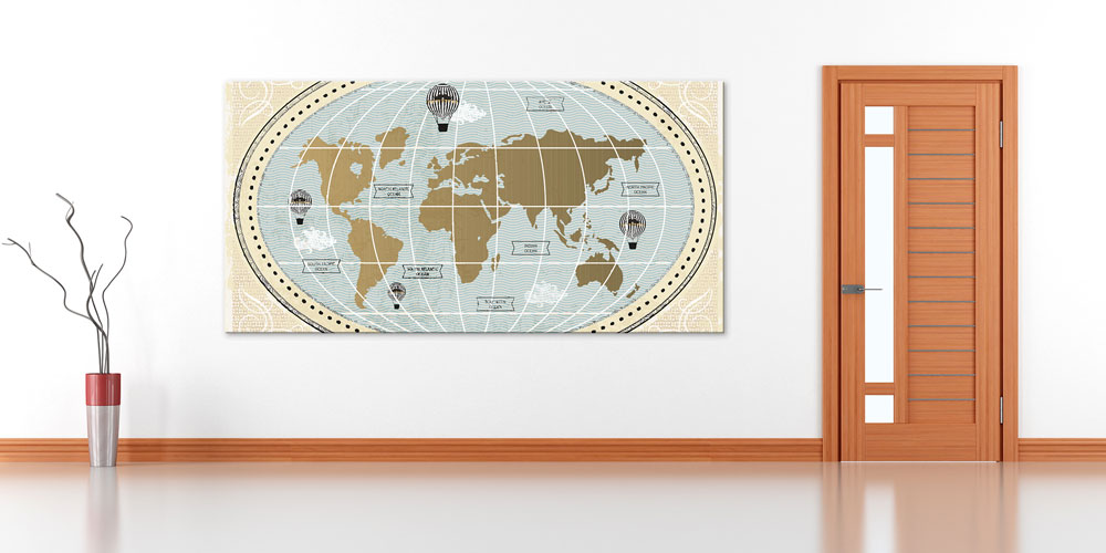 Bu büyük ebatlı duvar dekoru vintage dünya haritası 7854