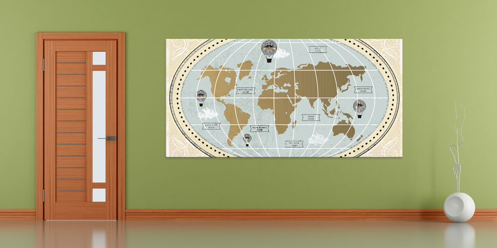 Bu büyük ebatlı duvar dekoru vintage dünya haritası 7854