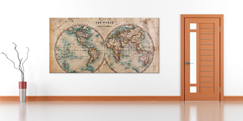 Bu büyük ebatlı duvar dekoru çift yarımküre formatındaki 7848