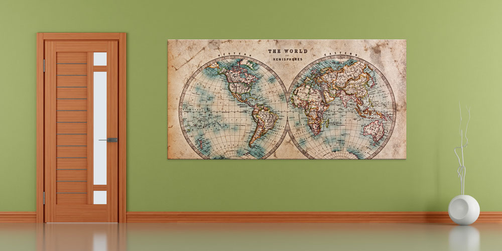 Bu büyük ebatlı duvar dekoru çift yarımküre formatındaki 7848