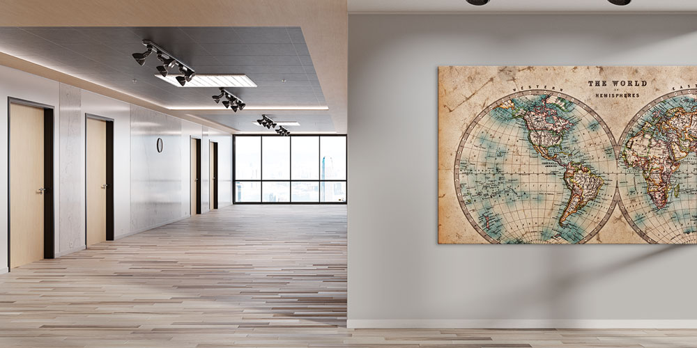 Bu büyük ebatlı duvar dekoru çift yarımküre formatındaki 7848