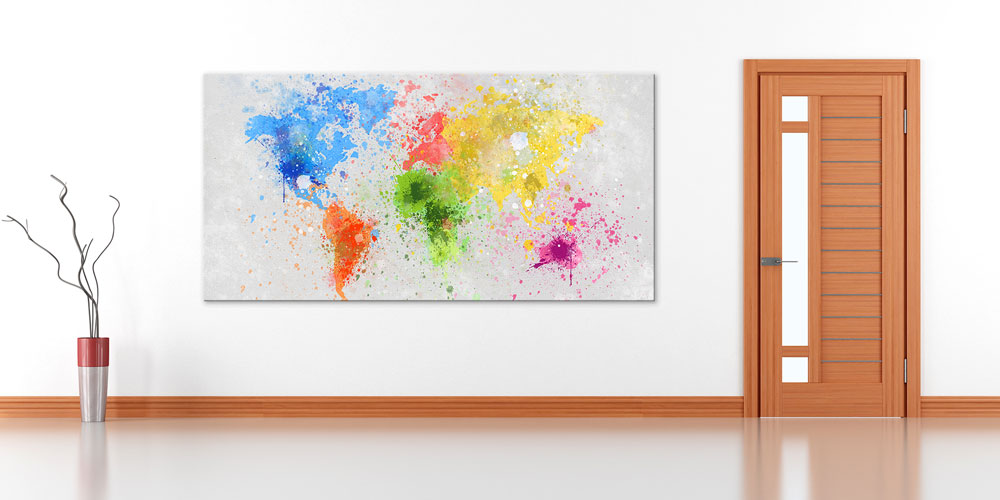 Bu büyük ebatlı duvar dekoru renkli boya sıçramalarıyla 7850