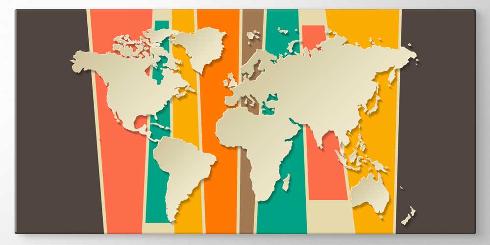 Bu büyük ebatlı duvar dekoru renkli geometrik çizgilerle 7855