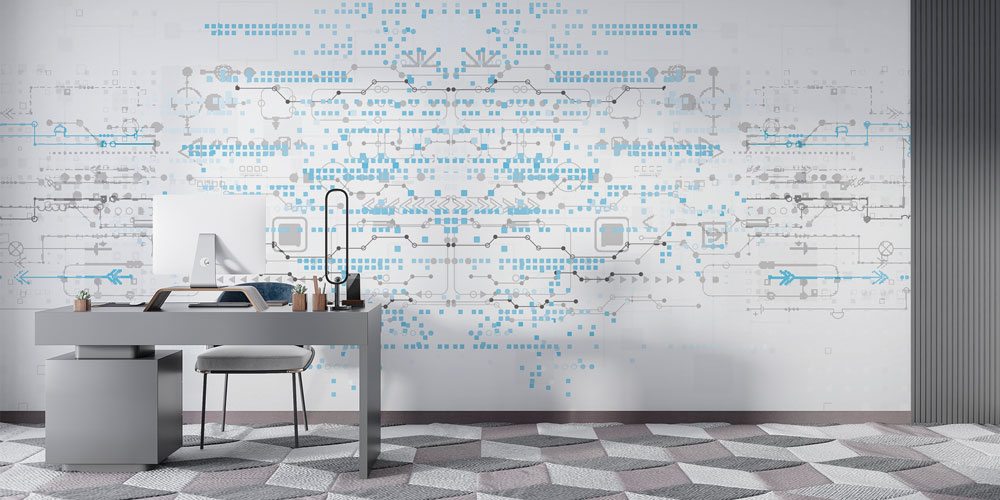Minimal Dijital Ağ ve Veri Diyagramı Temalı Teknoloji Ofis Duvar Kağıdı 5388