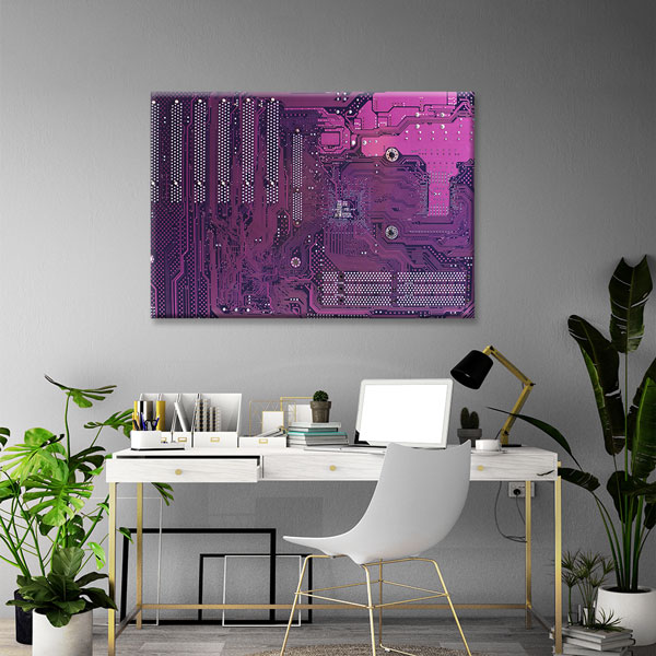 Mor Devre Kartı Temalı Teknoloji Ofis Kanvas Tablo – 5369