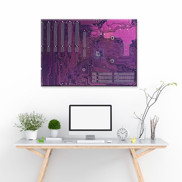Mor Devre Kartı Temalı Teknoloji Ofis Kanvas Tablo – 5369