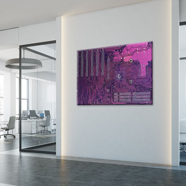 Mor Devre Kartı Temalı Teknoloji Ofis Kanvas Tablo – 5369